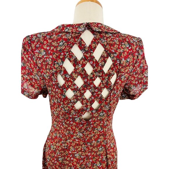 Vintage Joni Blair Women's 9 Dress Maxi Floral Cottagecore Prairie Button Front - Picture 7 of 12